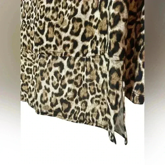 Michael Kors Leopard Animal Print Lightweight Pullover Blouse Sheer Overlay SM - Picture 4 of 10
